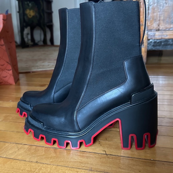 Christian Louboutin Black and Red Heeled Boots - Picture 3 of 10